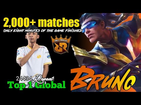 Gameplay Bruno 24434.Repeat! RRQ Sena bless!!!Top 1 Global Bruno by 24434.Repeat!-MLBB