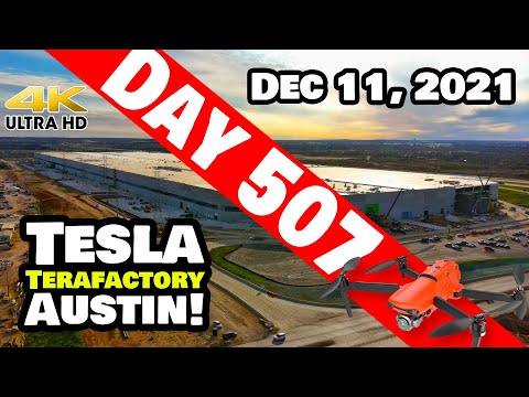Tesla Gigafactory Austin 4K  Day 507 - 12/11/21 - Tesla Terafactory TX - GIGA TEXAS DRONE FLYOVER!