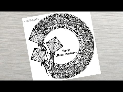 Makar Sankranti Drawing how to draw mandala for beginners Makar Sankranti mandala Doodle art