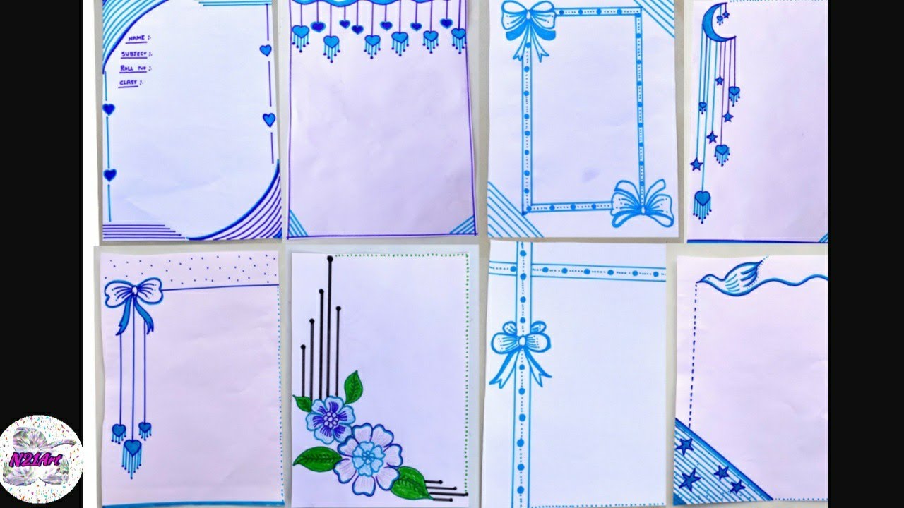8 Easy Border design for project | Easy border design | Designs for front page | paper design