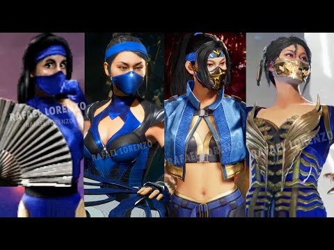 MORTAL KOMBAT KITANA Evolution Skins Costumes, Brutalities, Fatalities and Super Moves MK2 - MK1