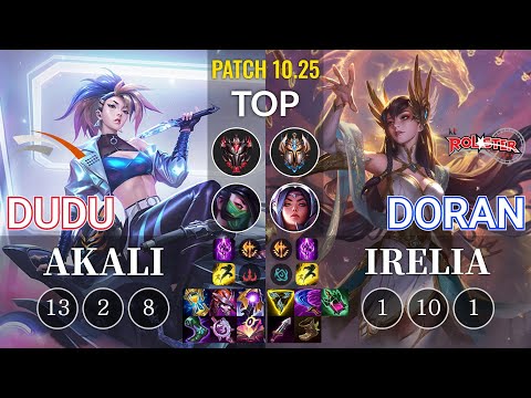 HLE DuDu Akali vs KT Doran Irelia Top - KR Patch 10.25