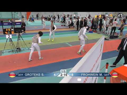2018 1234 T128 M F Individual Halle GER European Cadet Circuit RED GROTEKE GER vs FROHWEIN GER