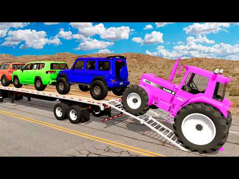 Flatbed Truck Mcqueen | Transportation with Truck - Pothole vs Car #319 - BeamNG.Drive