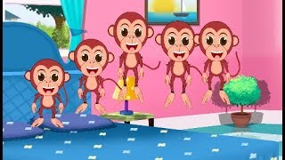 Fem små apor hoppade i sängen  | Barnsånger på svenska