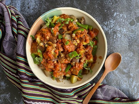 🍆 Oil-Free + Gluten-Free Şakşuka (Turkish Eggplant Shakshuka Recipe)  🍆