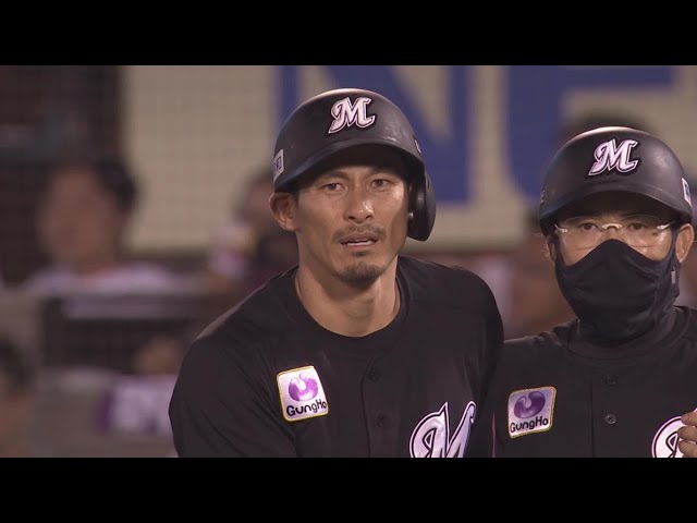 【9回表】マリーンズ・荻野貴司 本日4安打目は三遊間を破る勝ち越しタイムリーヒット!!  2023年8月20日 東北楽天ゴールデンイーグルス 対 千葉ロッテマリーンズ