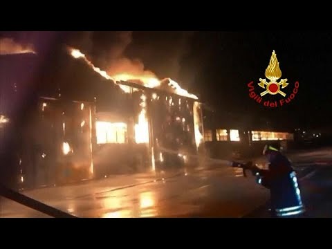 Firefighters battle large blaze in Italian port city of Ancona