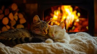 Cold Night Comforts ❄️ Two Cozy Cats Purring by the Fire | Relax, Unwind & Drift into Sleep
