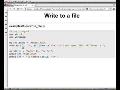 Beginner Perl Maven tutorial: 3.10 - write to file