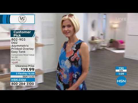 DG2 by Diane Gilman Asymmetric Printed Overlay Easy Tank