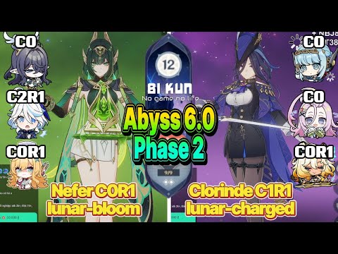 Nefer C0R1 lunar-bloom & Clorinde C1R1 lunar-charged | Abyss 6.0 phase 2 | Genshin Impact