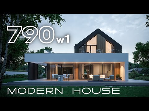 Modern House New House 790w1 dom z poddaszem nowoczesna stodoła