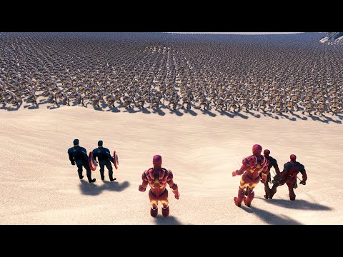 Deadpool Captain America Iron man defend Strong Werewolves - Ultimate Epic Battle Simulator