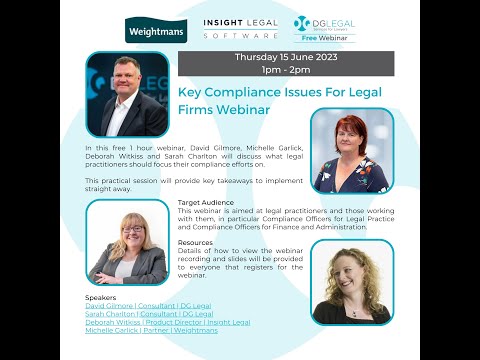 Key Compliance Issues For Legal Firms Webinar