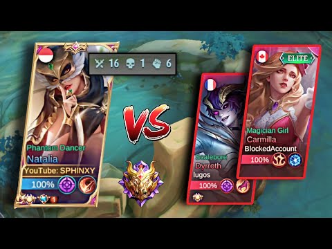 HARD CARRY TOP GLOBAL NATALIA VS PRO DYRROTH & CARMILLA IN HIGH MYTHIC RANK !!🔥