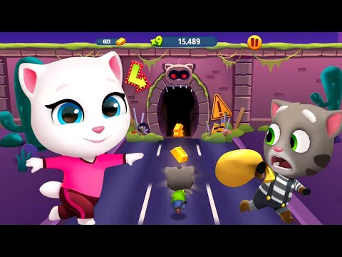 Talking Tom Gold Run Fight In Las Vegas - Tom Raccoon Unlocked Angela - Full Screen ()