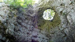 preview picture of video 'Rakov Škocjan Nature Reserve, Rakek, Slovenia; descending Mali naravni most (Small Natural Bridge)'