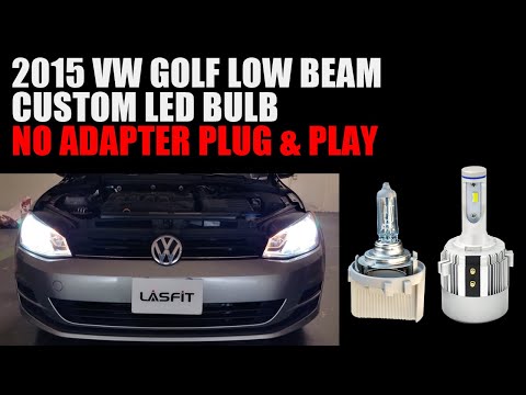 Volkswagen vw Golf 2015: Plug and play LED headlight bulbs replacement on low beam holder adapter