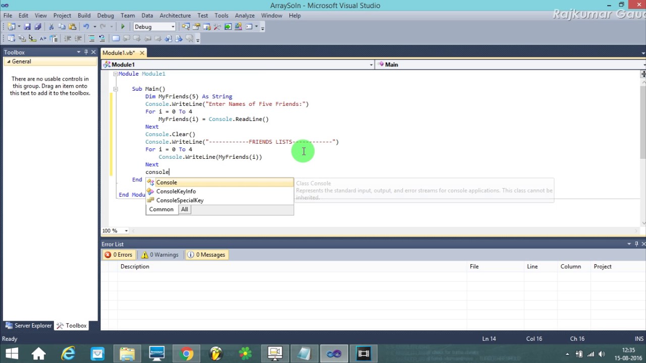 How to use Array in VB.net