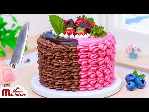 🎂 So Cute Mini Half Chocolate Half Strawberry Cake Decorating Ideas | ASMR Cooking Mini Food