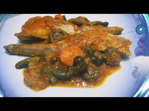 Como hacer conejo en salsa y setas - conejo en salsa - recetas en menos de 3 minutos
