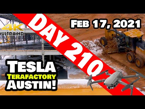 Tesla Gigafactory Austin 4K  Day 210 - 2/17/21 - GIGA TEXAS SHOWS AUSTIN HOW TO REMOVE SNOW & ICE!