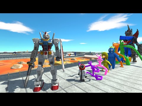 Gundam RX-78 vs Rainbow Friends LAVA DEATH RUN - Animal Revolt Battle Simulator