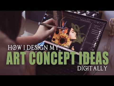 How to put references together, designing my traditional art concept ideas digitally, tutorial
