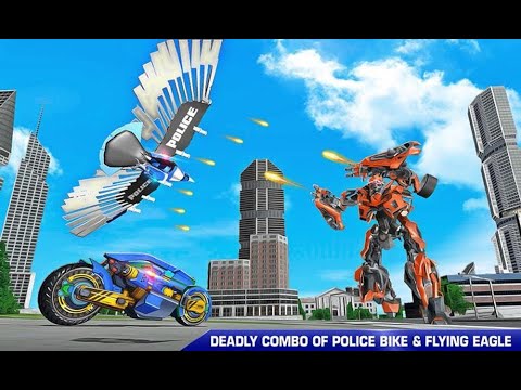 Police Eagle Robot Bike Game - Android GamePlay | Walk through a Game