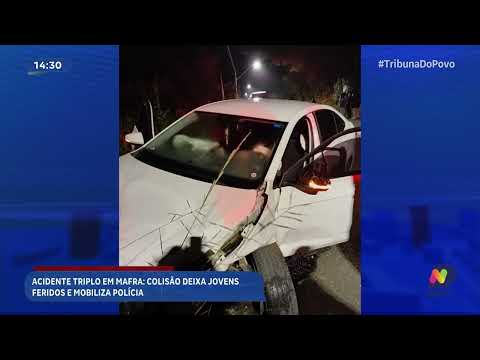Acidente triplo em Mafra deixa jovens feridos e mobiliza socorro