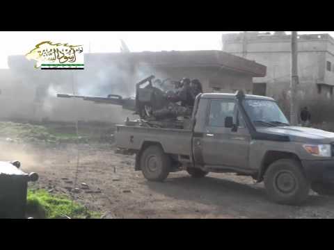 الصدي لقوات النظام برشاش 23 من قبل لواء أسود السنة على جبهة كفر ناسج في ريف درعا