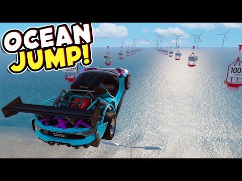 Which Randomly Generated Car Config Can LAUCH The Furthest Into The Ocean On Car Jump Arena?
