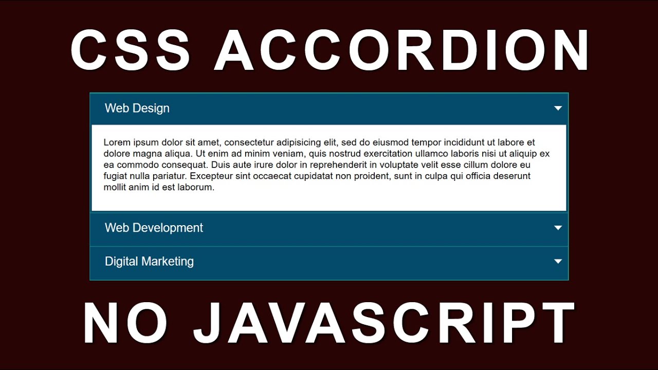 Accordion Menu Using HTML and CSS | Create Accordion Menu without JavaScript
