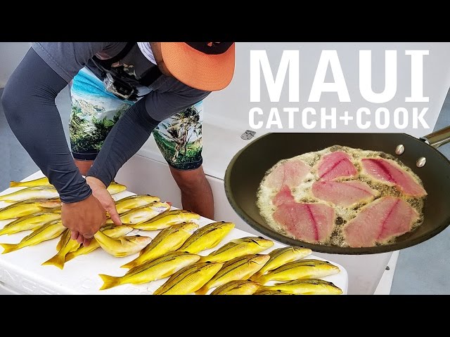 Catch Cook EAT TROPICAL FISH! Hawaiian Ta'ape Blueline Snapper | Maui, HI Part II
