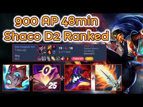 Very Intense 900 AP Shaco D2 Ranked - S12 [League of Legends] Full Gameplay - Infernal Shaco