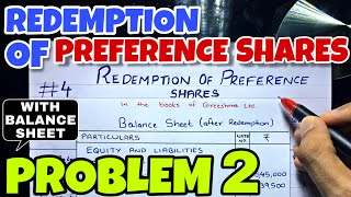 #4 Redemption of Preference Shares - Problem 2 -By Saheb Academy - B.COM / BBA / CA INTER