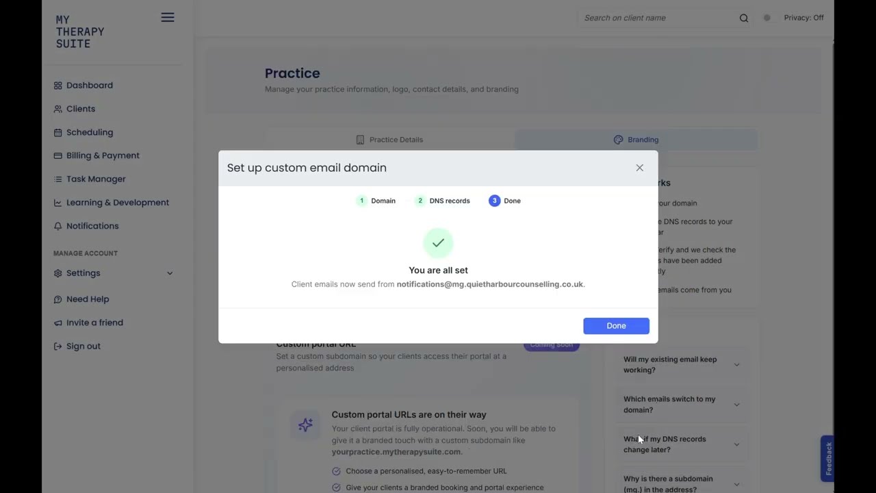 Send client emails from your own domain demo