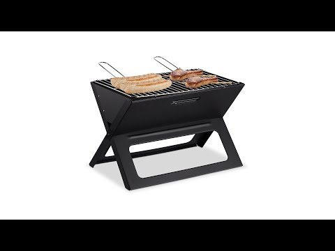 Klappgrill Schwarz - Silber - Metall - 46 x 30 x 30 cm