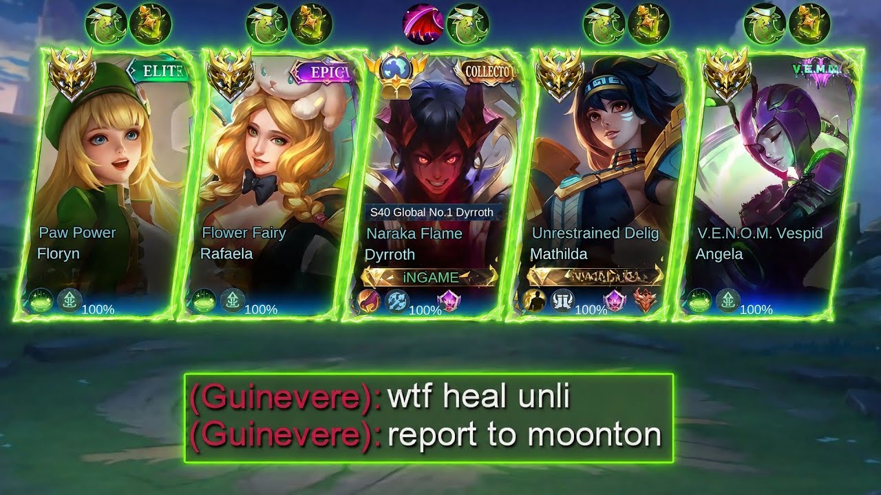 GLOBAL #1 DYRROTH + 4 SUPPORTS = CAN'T BE STOPPED?! 😱🔥 (NEW HEAL META) | MLBB