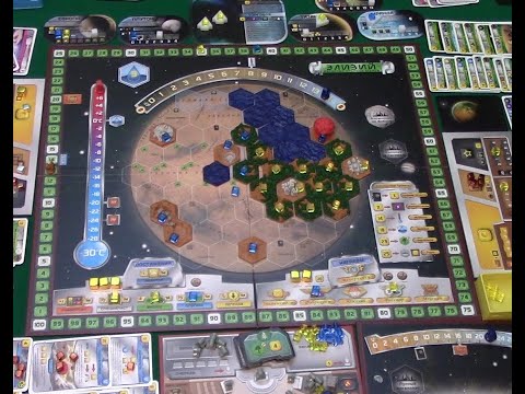 Играем в настольную игру Покорение Марса со всеми дополнениями и объёмными компонентами.