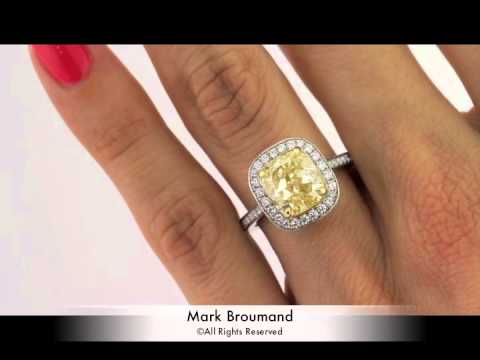5.10ct Fancy Yellow Cushion Cut Diamond Engagement Anniversary Ring-Mark Broumand