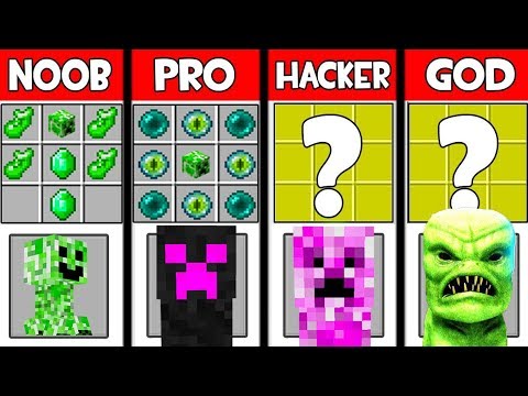Minecraft Battle: SUPER CREEPER CRAFTING CHALLENGE ~ NOOB vs PRO vs HACKER vs GOD - Animation