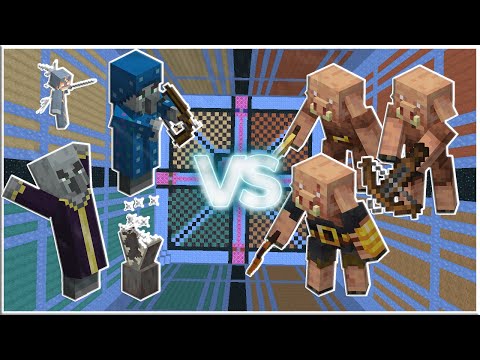 Evoker + Illusioner vs Piglins + Piglin Brute - Minecraft Mob Battle 1.19.2