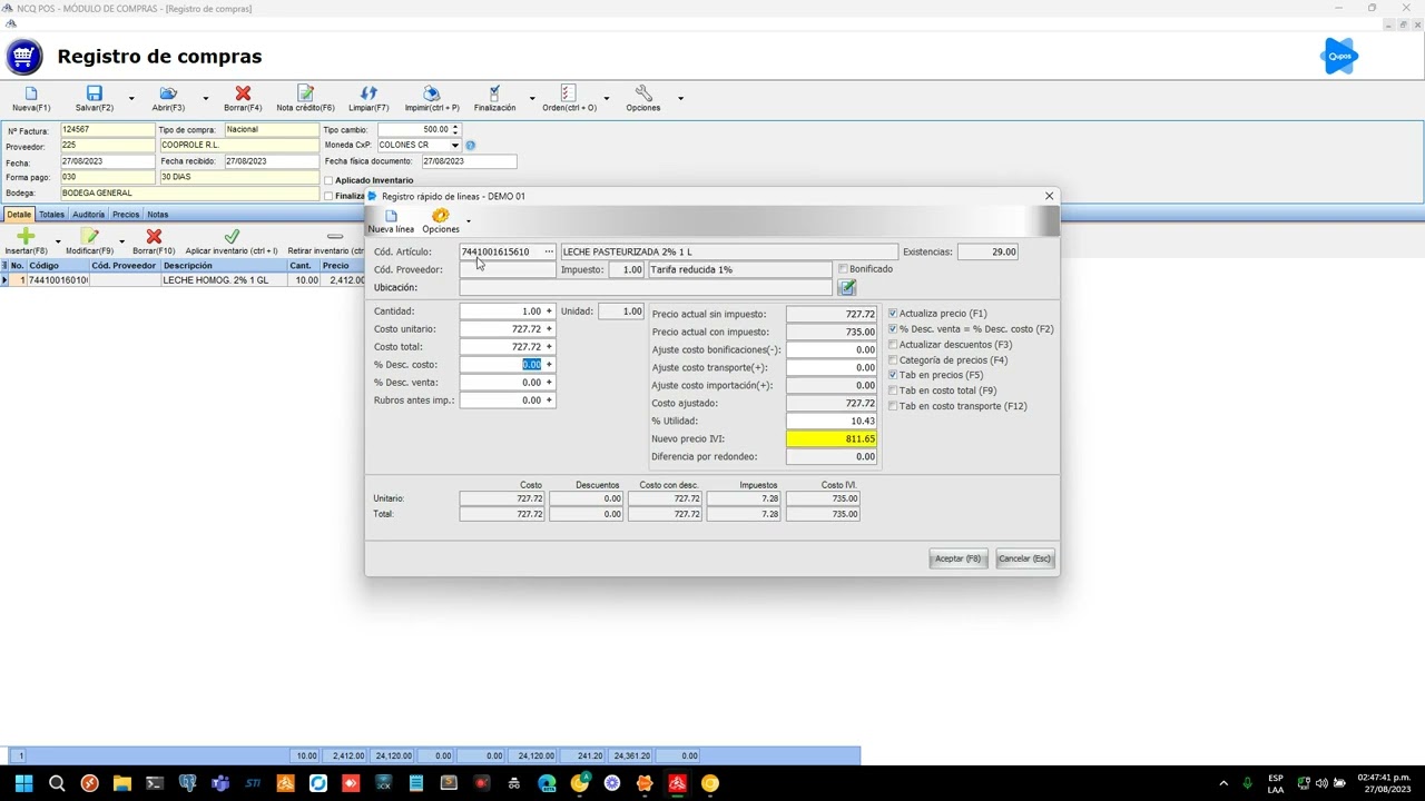 Registro Compras - Agregar líneas a nuestro registro