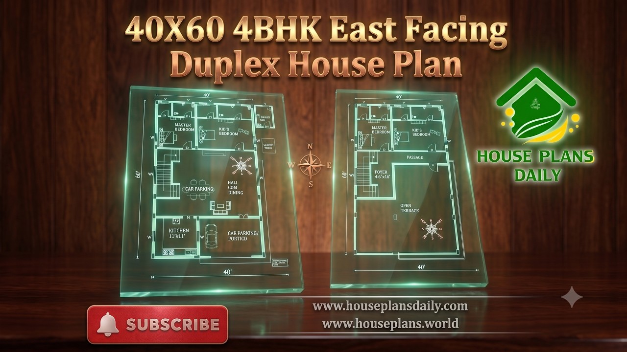 40X60 4BHK East Facing Duplex House Plan