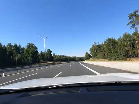 Driving in Germany Autobahn A9 from Nuremberg, Bavaria to Bayreuth, Bavaria