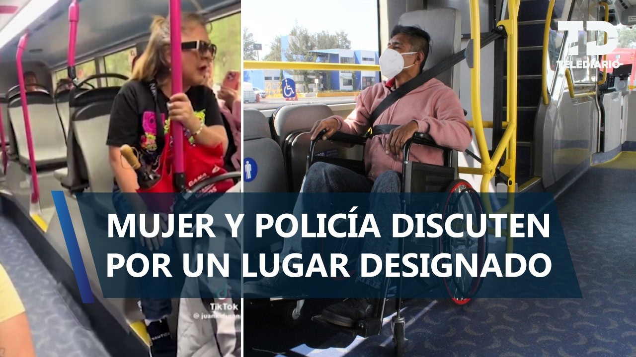 Polémica en Metrobús: policía y pasajera se enfrentan por espacio reservado