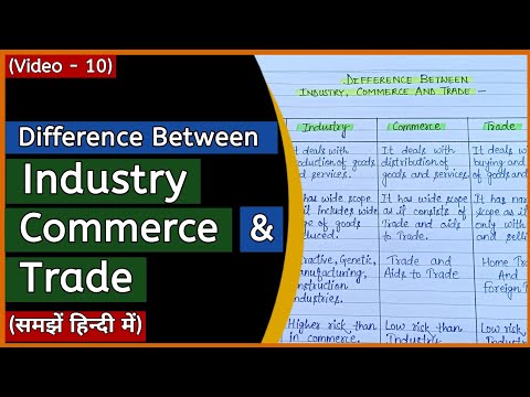 Difference Between Industry Commerce And Trade In Hindi | Business Organisation