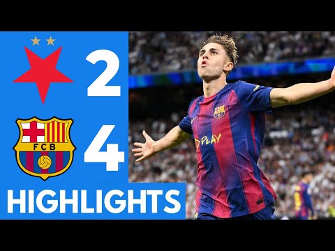 Slavia Praha vs Barcelona (2-4) Highlights | Fermin Lopez, Olmo, Lewandowski goal vs Slavia Praha